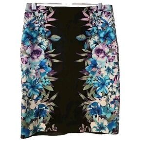 Roz & Ali Straight Pencil Skirt Floral Print Garden Party Women's Size‎ 6